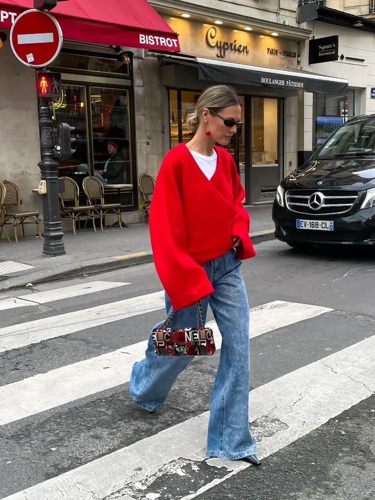 Iya | Red Vintage Loose Sweater