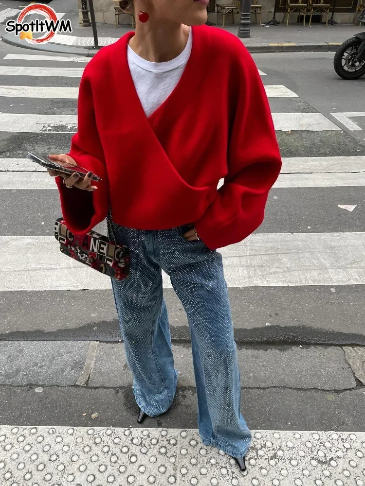 Iya | Red Vintage Loose Sweater