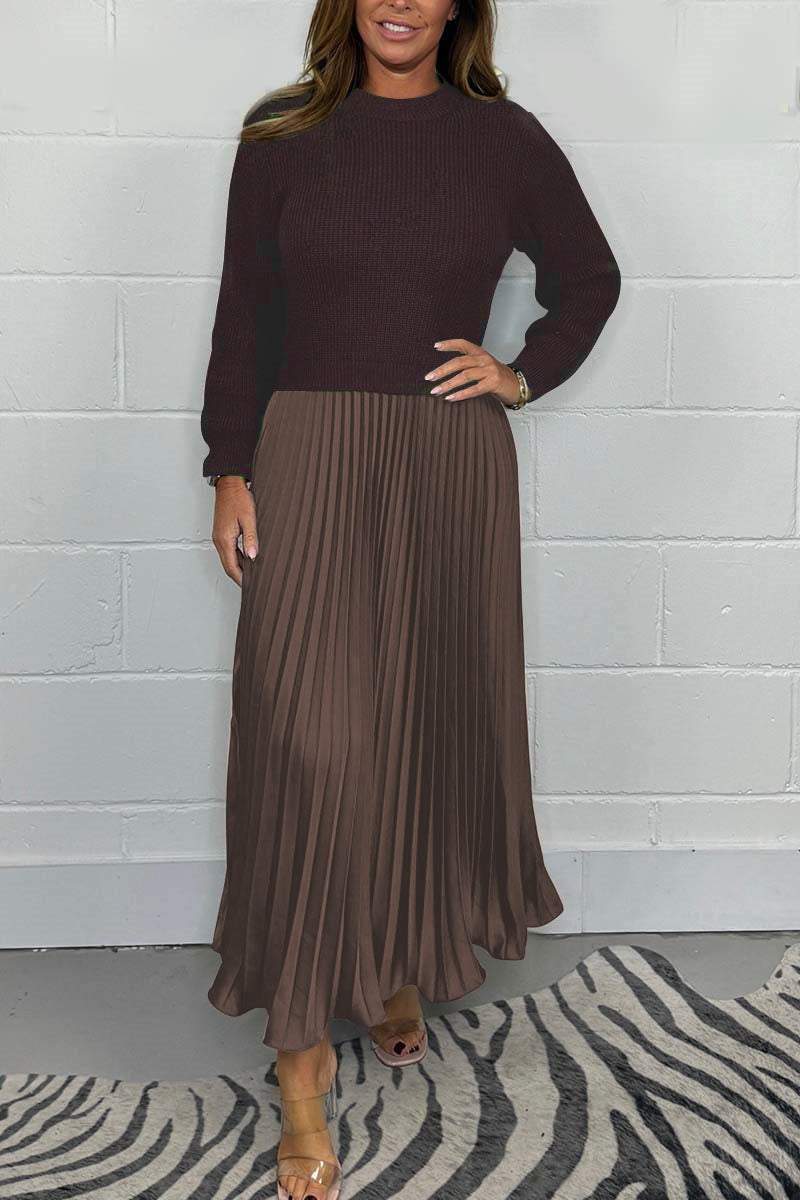 Cathy | Long-Sleeve Dress with Pleated Skirt