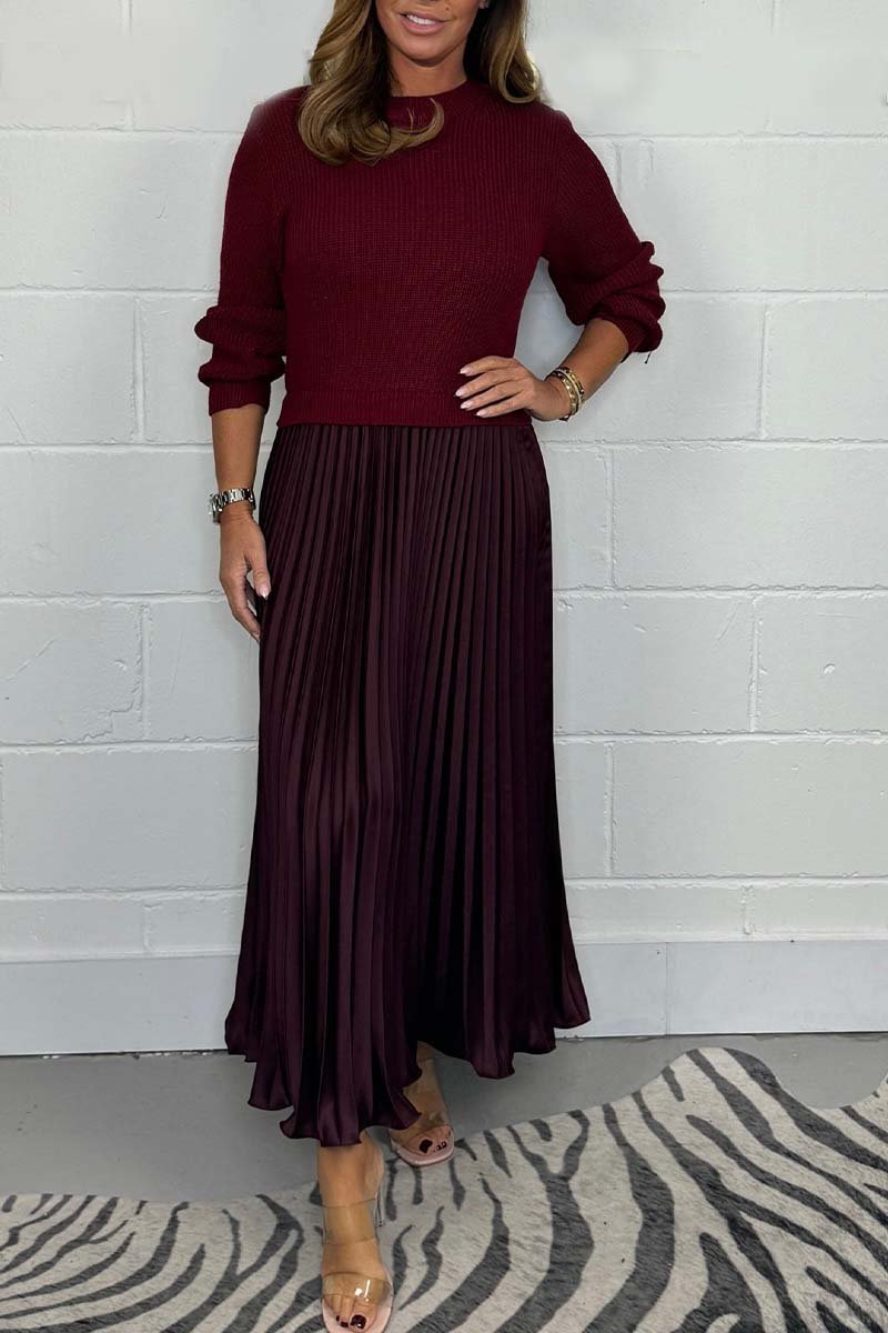 Cathy | Long-Sleeve Dress with Pleated Skirt