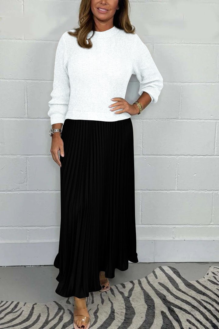 Cathy | Long-Sleeve Dress with Pleated Skirt